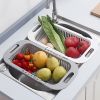 1pc Retractable Fruits And Vegetables Drain Basket  Extendable Over The Sink  Adjustable Strainer  Sink Washing Basket For Kitchen   Beige Color