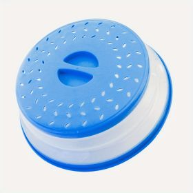 1pc Collapsible Microwave Splatter Cover For Food  Multifunctional Silicone Folding Fresh keeping Cover  Oil proof Splash proof Cover   Blue