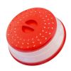 1pc Collapsible Microwave Splatter Cover For Food  Multifunctional Silicone Folding Fresh keeping Cover  Oil proof Splash proof Cover   Red