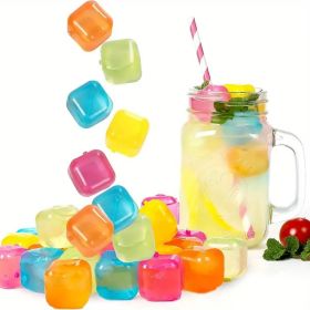 24pcs Reusable Ice Cube  Plastic Ice Cubes  Quick Freeze Easy to Clean Refreezable Fake Ice Cubes For Making Cold Appealing Drinks  Lunch Bags  Cooler