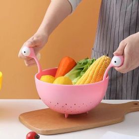 1pc Kitchen Strainer   Big Eyed Monster Design BPA Free Food Strainer For Fruits And Pasta   Fun And Safe   Pink