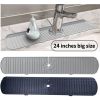 1pc Faucet Sink Splash Guard Mat  Silicone Faucet Water Catcher Mat Cover  Sink Draining Pad Behind Faucet  Gray Black Silicone Drying Mat For Bathroo