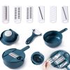 1pc Multifunctional Vegetable Cutter  Potato Shredded Grater  3 Blades Or 6 Blades For Choose 11in 7 2in   Blue  Six Blades