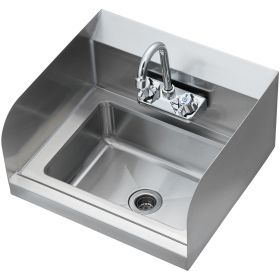 VEVOR Commercial Hand Sink with Faucet and Side Splash  NSF Stainless Steel Sink for Washing  Small Hand Washing Sink  Wall Mount Hand Basin for Resta