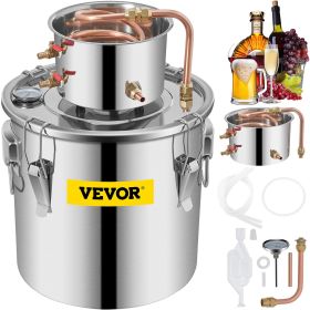 VEVOR Alcohol Still 8Gal 30L Stainless Steel Water Alcohol Distiller Copper Tube Home Brewing Kit Build in Thermometer for DIY Whisky Wine Brandy   De