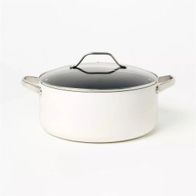 8qt Nonstick Ceramic Coated Aluminum Wide Stock Pot   White