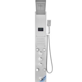 VEVOR Shower Panel System  6 Shower Modes  LED   Screen Hydroelectricity Shower Panel Tower  Rainfall  Waterfall  5 Massage Jets  Tub Spout  Handheld