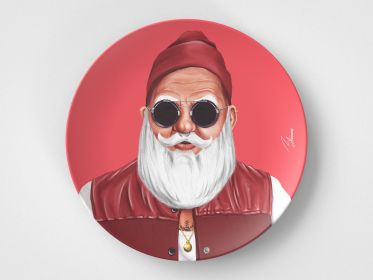 Santa Claus    10  Round Plate    Christmas Gift Idea   Set of 4