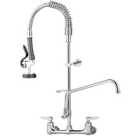 VEVOR Commercial Faucet with Pre Rinse Sprayer  8  Adjustable Center Wall Mount Kitchen Faucet with 12  Swivel Spout  43  Height Compartment Sink Fauc