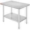 VEVOR Stainless Steel Work Table 24 x 36 x 32 Inch Commercial Kitchen Prep   Work Table Heavy Duty Prep Worktable Metal Work Table with Adjustable Fee