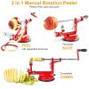 3In 1 Apple Peeler Manual Rotation Potato Fruit Core Slicer Kitchen Hand Cracking Corer   Red