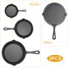 3Pcs Pre Seasoned Cast Iron Skillet Set 6 8 10in Non Stick Oven Safe Cookware Heat Resistant Frying Pan   Black