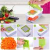 Vegetable Slicer Quick Potato Tomato Fruit Cutter Set with 3 Blades Stainless Steel Food Chopper   Green