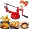 3In 1 Apple Peeler Manual Rotation Potato Fruit Core Slicer Kitchen Hand Cracking Corer   Red