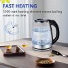 Electric Kettle Water Boiler  1 8L Electric Tea Kettle  Wide Opening Hot Water Boiler with LED Light  Auto Shut Off   Boil Dry Protection  Glass Black