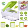 Vegetable Slicer Quick Potato Tomato Fruit Cutter Set with 3 Blades Stainless Steel Food Chopper   Green