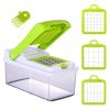 Vegetable Slicer Quick Potato Tomato Fruit Cutter Set with 3 Blades Stainless Steel Food Chopper   Green