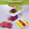 Vegetable Slicer Quick Potato Tomato Fruit Cutter Set with 3 Blades Stainless Steel Food Chopper   Green