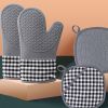 1pc Silicone Oven Mitts  Heat Insulation Pad  Nordic Style Microwave Oven Gloves  Kitchen Baking Gloves   A