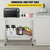 VEVOR Stainless Steel Prep Table  30 x 24 x 35 Inch  440lbs Load Capacity Heavy Duty Metal Worktable with Backsplash Adjustable Undershelf   4 Casters