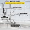 VEVOR Commercial Faucet with Pre Rinse Sprayer  8  Adjustable Center Wall Mount Kitchen Faucet with 12  Swivel Spout  25  Height Compartment Sink Fauc