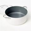 8qt Nonstick Ceramic Coated Aluminum Wide Stock Pot   White