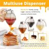 1pc Honey Dispenser  No Drip Maple Syrup Dispenser  Honey Comb Shaped Honey Pot  Honey Jar With Storage Stand  8oz Capacity   Transparent