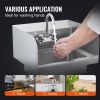 VEVOR Commercial Hand Sink with Faucet and Side Splash  NSF Stainless Steel Sink for Washing  Small Hand Washing Sink  Wall Mount Hand Basin for Resta