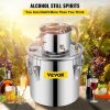 VEVOR Alcohol Still 8Gal 30L Stainless Steel Water Alcohol Distiller Copper Tube Home Brewing Kit Build in Thermometer for DIY Whisky Wine Brandy   De