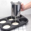 1pc Handheld Stainless Steel Batter Separator  Cupcake Batter Funnel  Batter Stirrer   Silvery