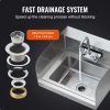 VEVOR Commercial Hand Sink with Faucet and Side Splash  NSF Stainless Steel Sink for Washing  Small Hand Washing Sink  Wall Mount Hand Basin for Resta