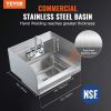 VEVOR Commercial Hand Sink with Faucet and Side Splash  NSF Stainless Steel Sink for Washing  Small Hand Washing Sink  Wall Mount Hand Basin for Resta